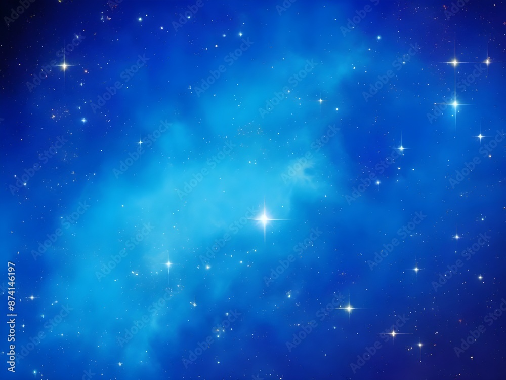 Vivid Blue Nebula with Stars Illuminating a Beautiful, Smooth Cosmic Background