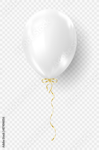 3d realistic white balloon. USA Independence Day patriotic design.