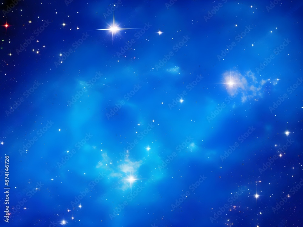 Vivid Blue Nebula with Stars Illuminating a Beautiful, Smooth Cosmic Background