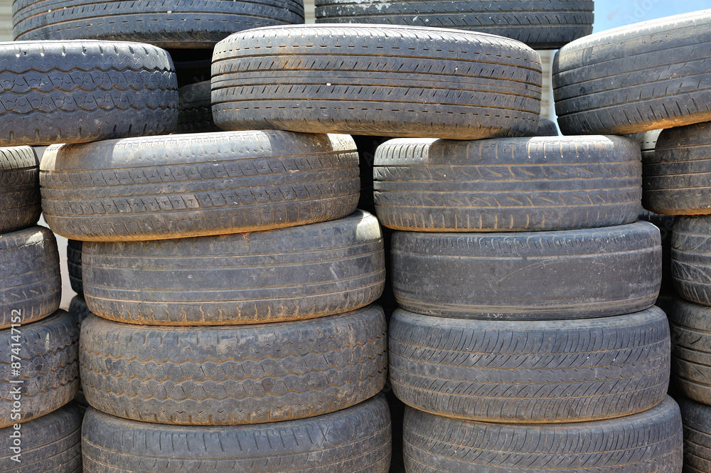Old car tires that are deteriorated Old car tires that are deteriorated