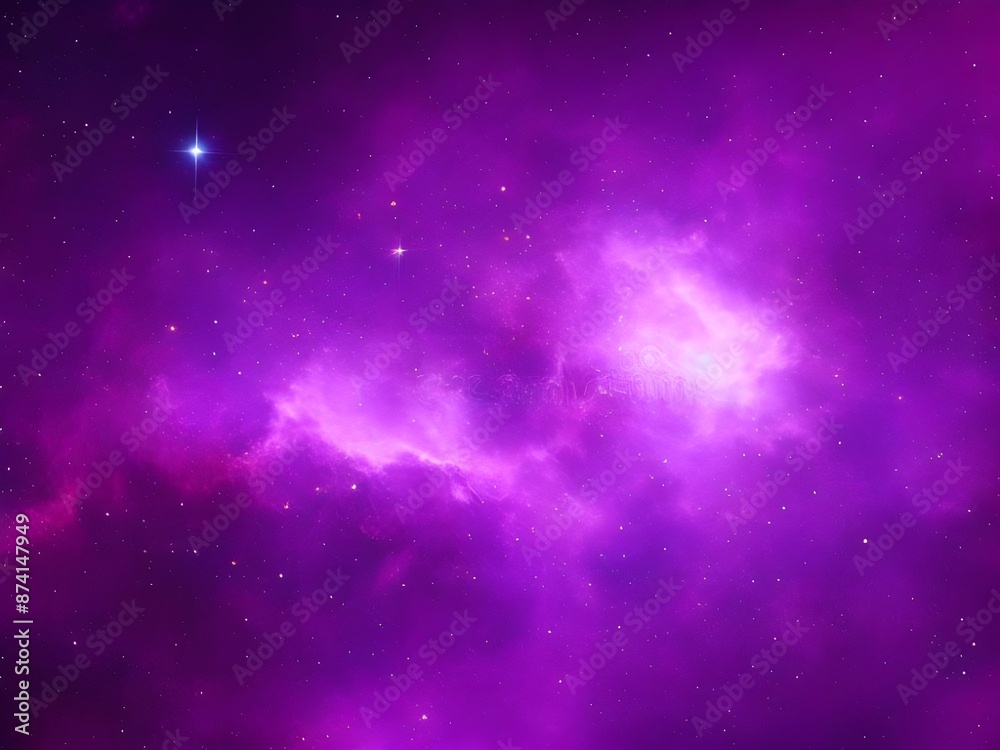 Naklejka premium Vivid Blue Nebula with Stars Illuminating a Beautiful, Smooth Cosmic Background