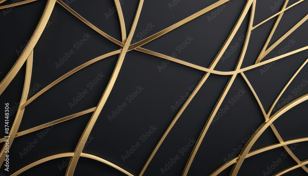 Abstract Gold Lines on Black Background.