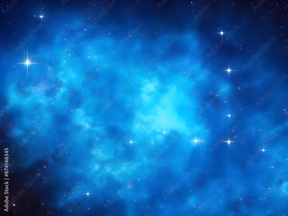 Vivid Blue Nebula with Stars Illuminating a Beautiful, Smooth Cosmic Background Vivid Blue Nebula with Stars Illuminating a Beautiful, Smooth Cosmic Background