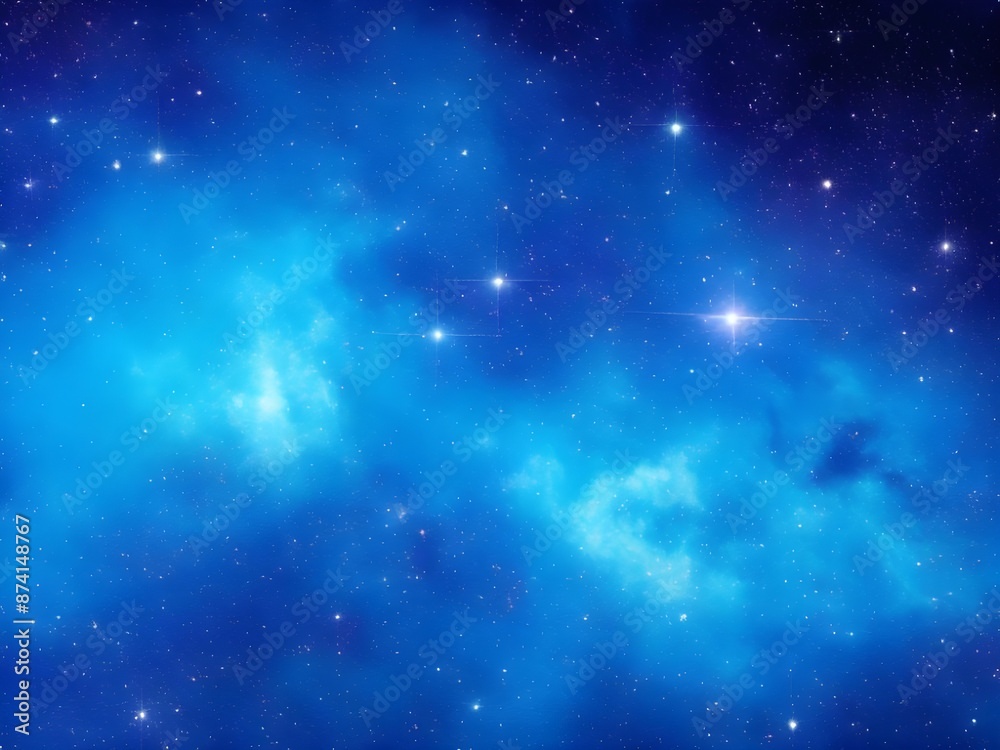 Fototapeta premium Vivid Blue Nebula with Stars Illuminating a Beautiful, Smooth Cosmic Background