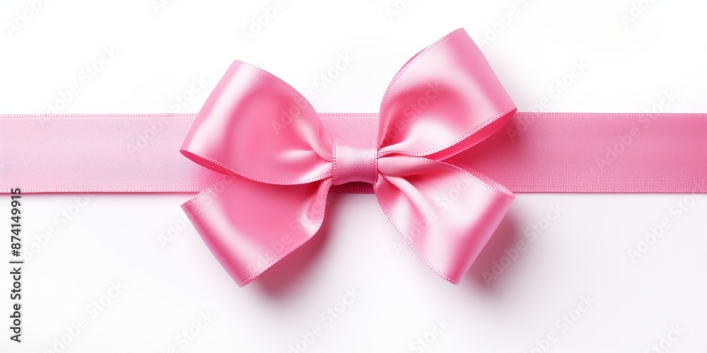 Pink Satin Bow on White Background Pink Satin Bow on White Background