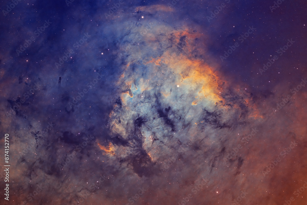 Obraz premium Deep space astrophotography using a telescope capturing a star forming region in the constellation Cepheus NGC 7822