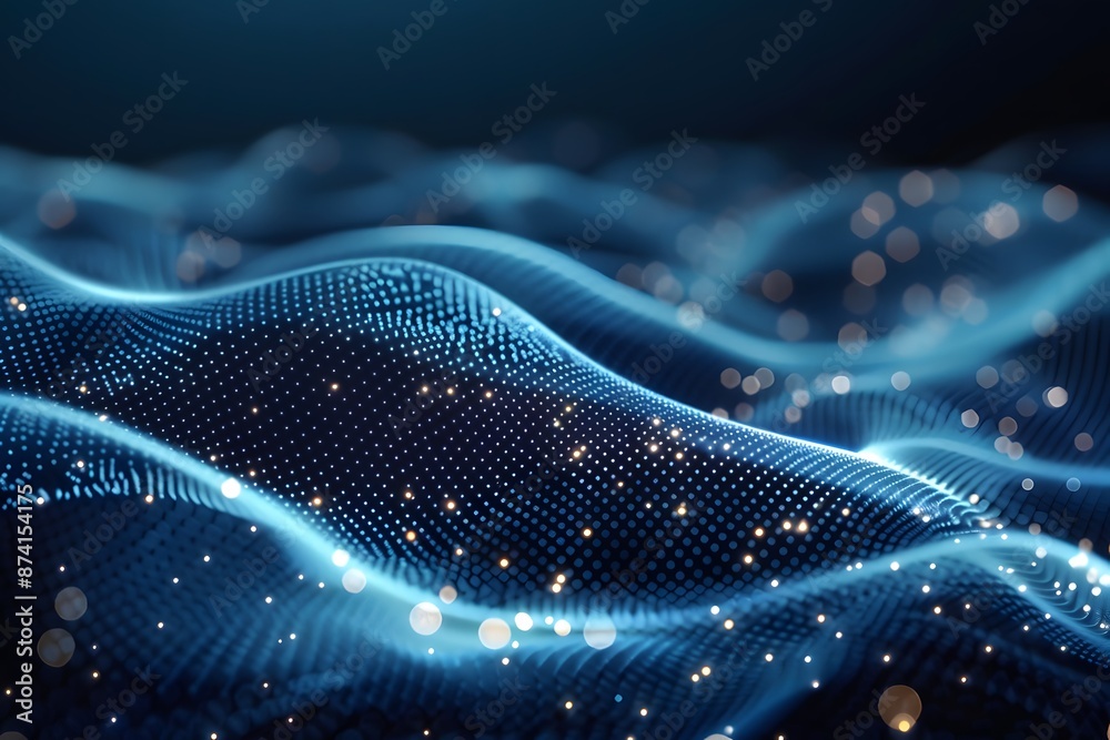 Abstract Digital Waveform with Glowing Particles Abstract Digital Waveform with Glowing Particles