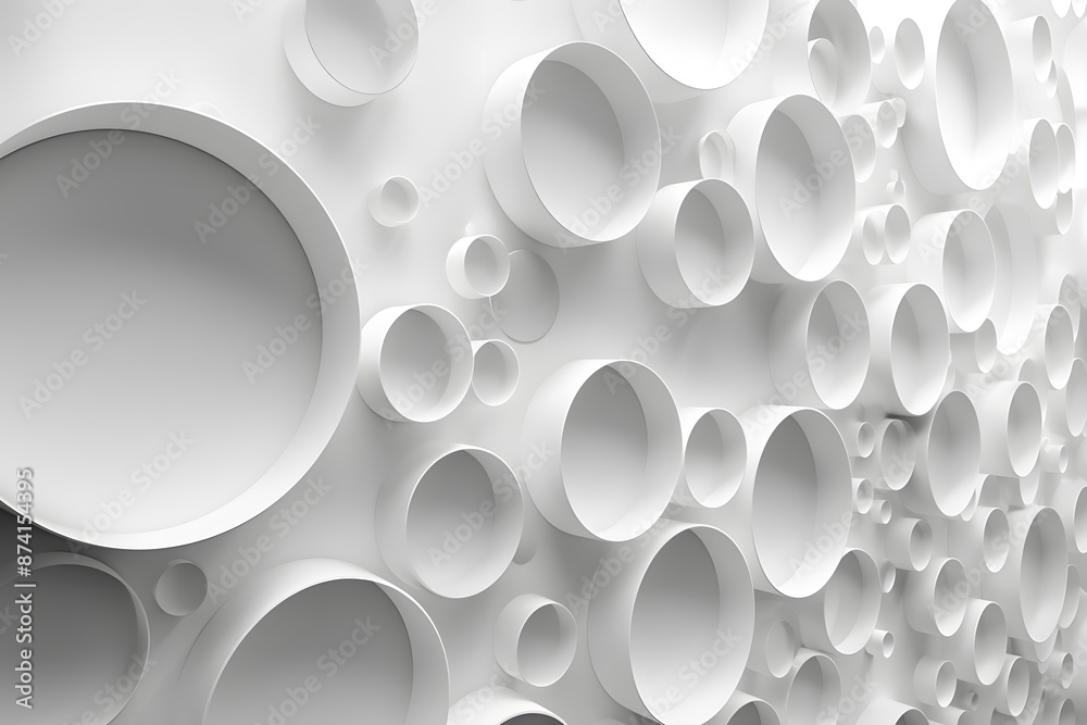 Abstract 3D White Circular Pattern on Wall Abstract 3D White Circular Pattern on Wall
