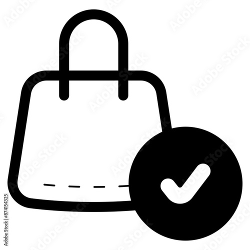 shopping bag with check mark sign icon