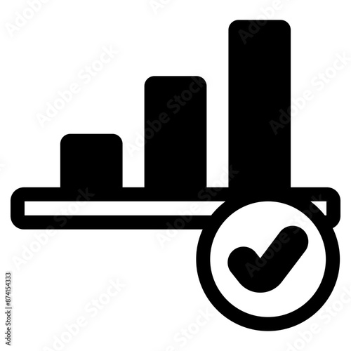 statistical growth bar chart with check mark icon