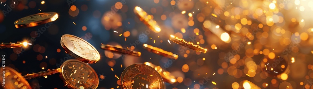 Gold coins floating in the wind with fireworks in the background, symbolizing wealth and celebration Gold coins floating in the wind with fireworks in the background, symbolizing wealth and celebration