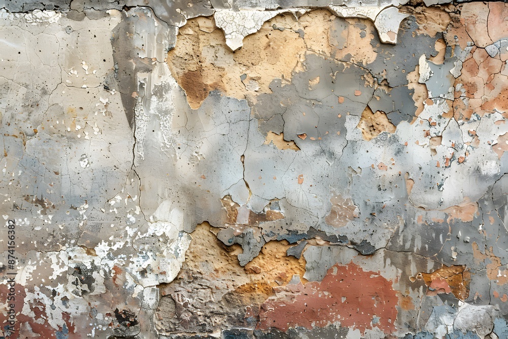 Weathered and Peeling Paint on an Old Concrete Wall Weathered and Peeling Paint on an Old Concrete Wall