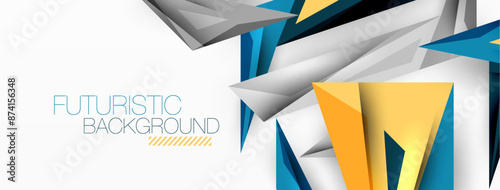 Minimal geometric abstract background. Low poly dynamic triangle design. Trendy techno business template for wallpaper, banner, background or landing