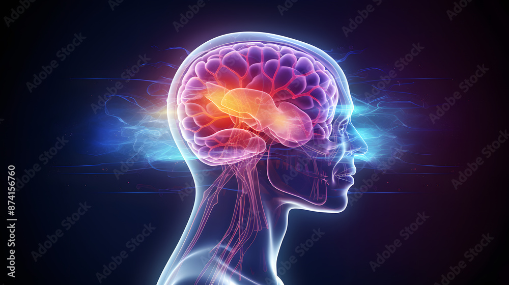 Futuristic digital illustration of a human brain, glowing with vibrant colors, representing artificial intelligence and neural connections. Futuristic digital illustration of a human brain, glowing with vibrant colors, representing artificial intelligence and neural connections.