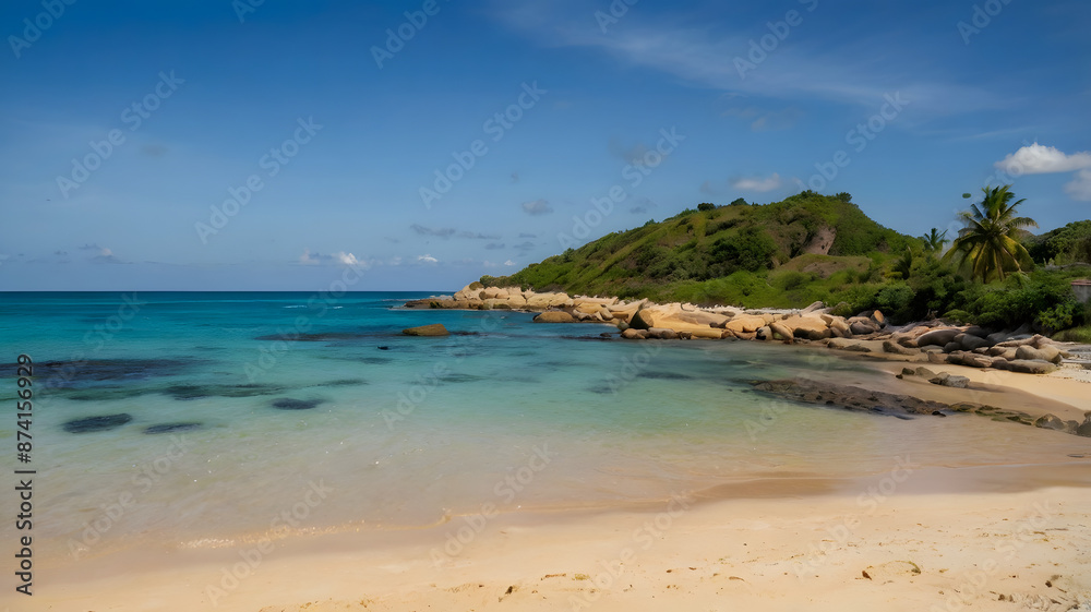 beach with trees, ai generated beach with trees, ai generated