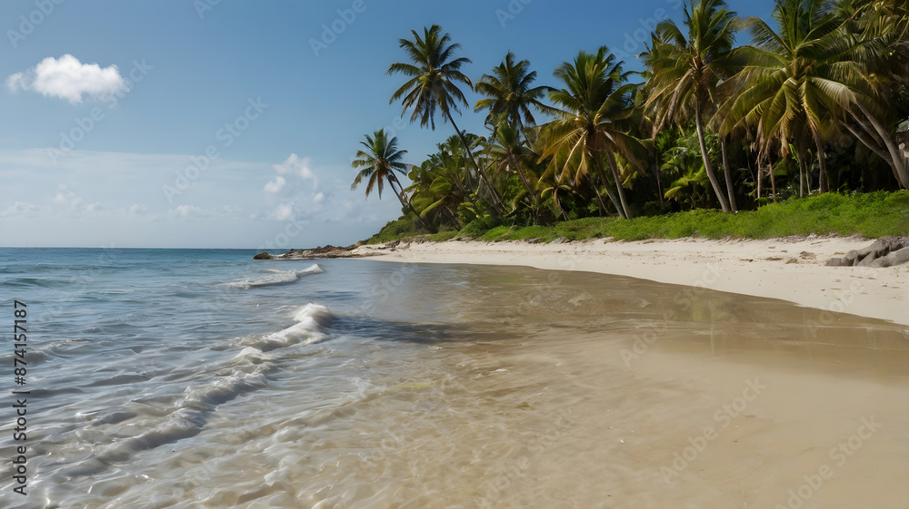 beach with palm trees and sea, ai generated beach with palm trees and sea, ai generated