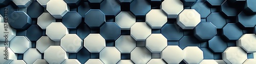 Chic navy and bright white hexagons, a nautical digital abstract theme