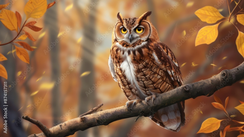 Cute owl on the branch Cute owl on the branch