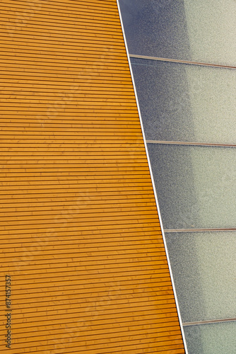 Beautiful Yellow Wall and balck sky: Exterior Views of Oodi Library photo