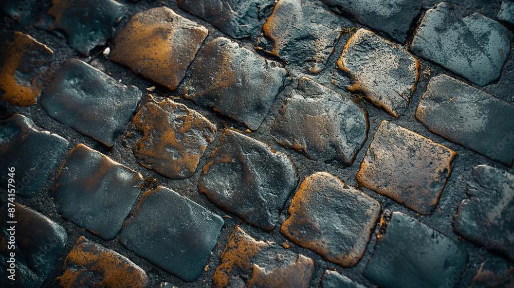 Wet Cobblestone Pavement Wet Cobblestone Pavement