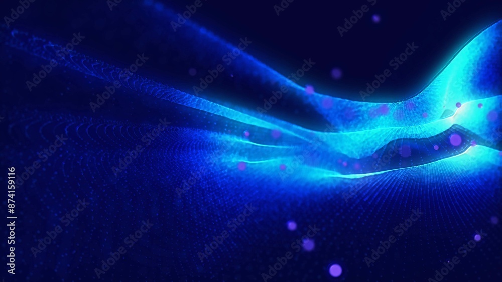 Obraz premium Magical waves of bright energy.High tech rainbow light ray particles and bokeh energy 