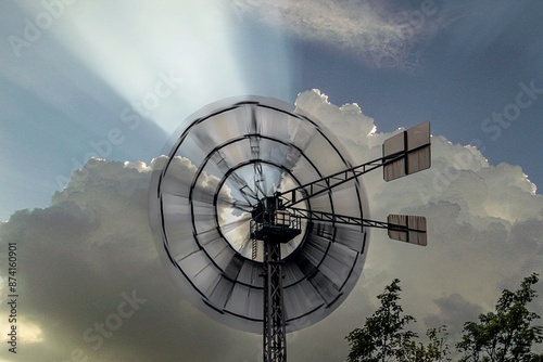 
Historical rotating wind turbine for water pumping