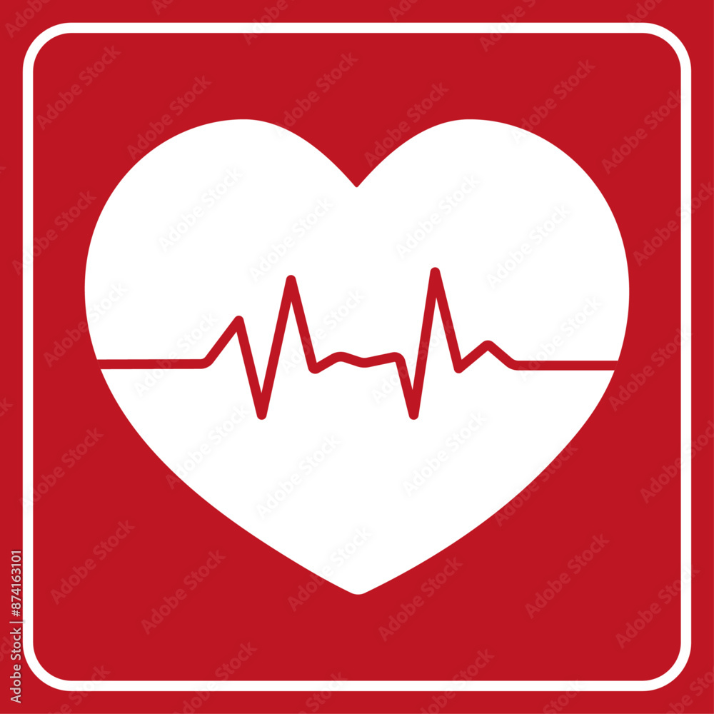 Minimalist vector art of heart with heartbeat. heart red background. heartbeat graph. symbol for hospitals, medicine, infirmary Minimalist vector art of heart with heartbeat. heart red background. heartbeat graph. symbol for hospitals, medicine, infirmary