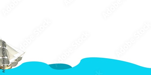 video of an animated sailing ship with a white background
