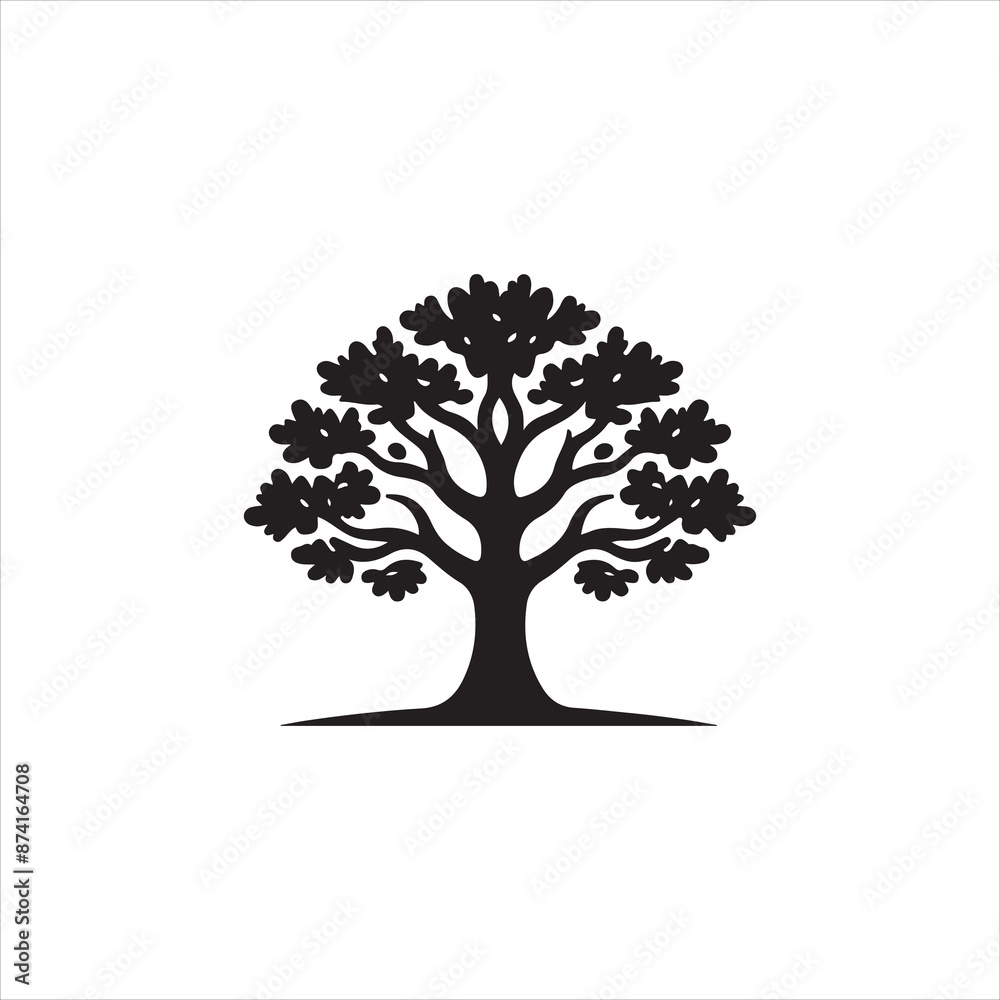 Fototapeta premium oak tree logo, oak trees, oak tree silhouette, oak vector,