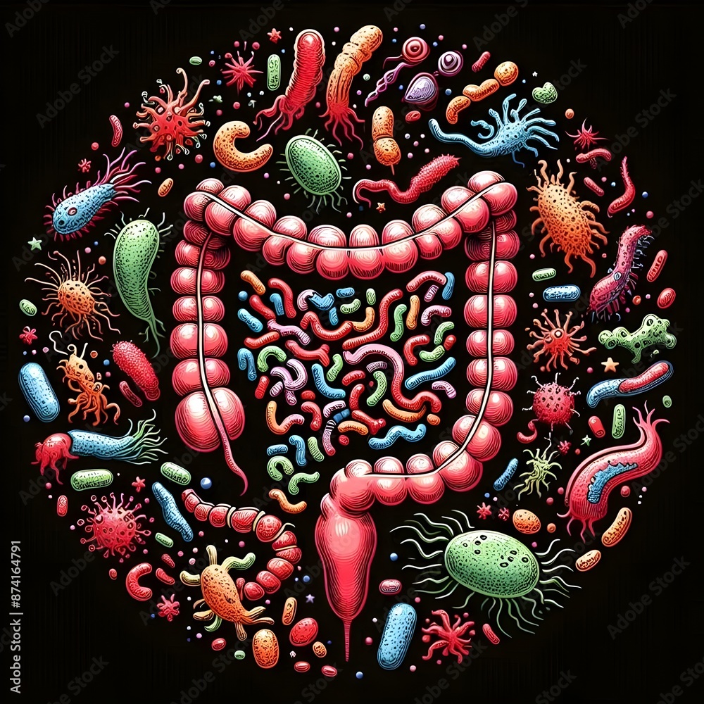 Fototapeta premium Intestine Microbiome.