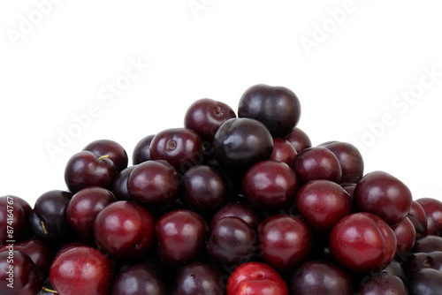 Wallpaper Mural Many cherry plums isolated on white, copy space for text. Torontodigital.ca