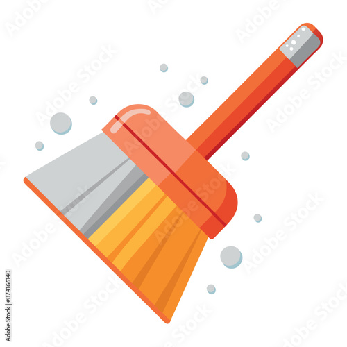 Draw an illustration of a brush cleaning a surface that is white in color.