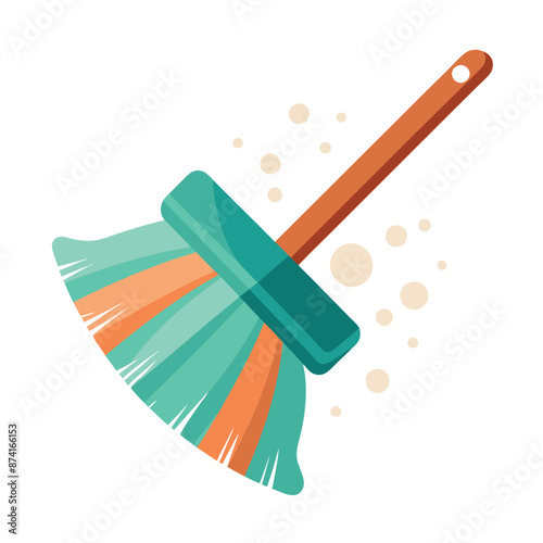 Draw an illustration of a brush cleaning a surface that is white in color.