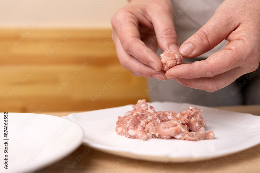 Meatballs are prepared from minced meat. Preparation of dishes from minced meat. Meatballs are prepared from minced meat. Preparation of dishes from minced meat.