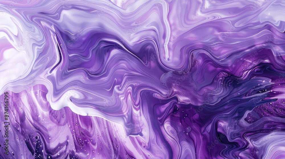 Creative Abstract Fluid Art Background with Purple Lilac Paints and Ink Texture