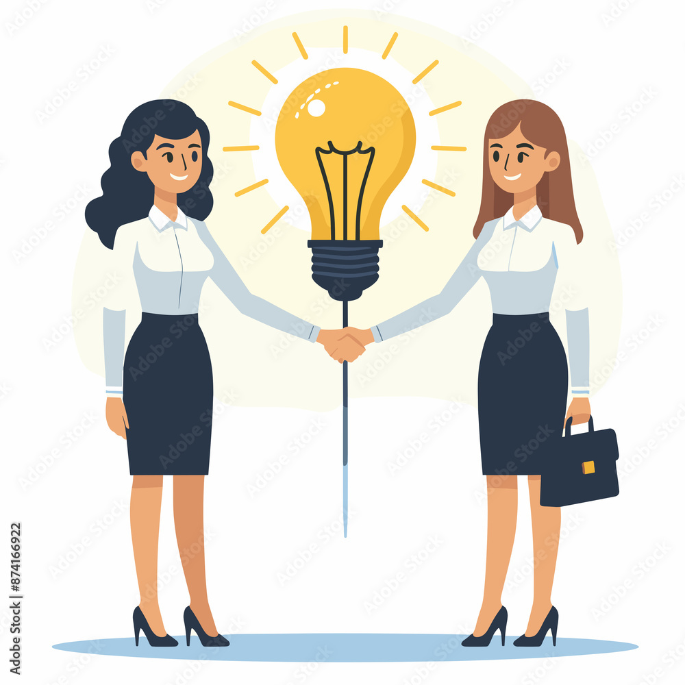 business women with a light bulb, symbol of idea and innovation business women with a light bulb, symbol of idea and innovation