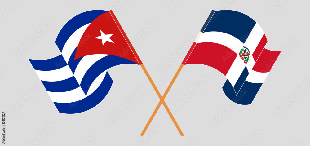 Crossed and waving flags of Cuba and Dominican Republic Crossed and waving flags of Cuba and Dominican Republic