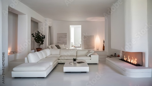 White minimalist living room