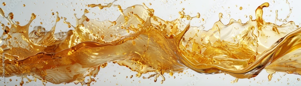 Abstract golden liquid splash on white background. Abstract golden liquid splash on white background.