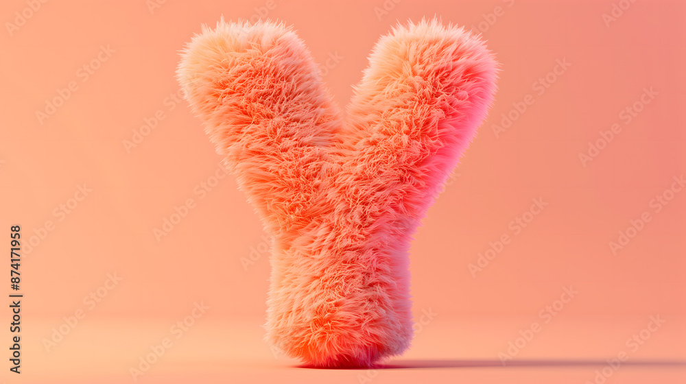 3D rendering of a colorful, furry lowercase letter 