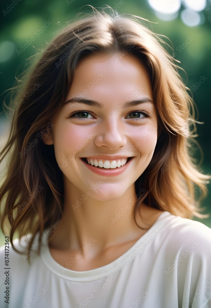 A young Caucasian woman smiling at the camera A young Caucasian woman smiling at the camera