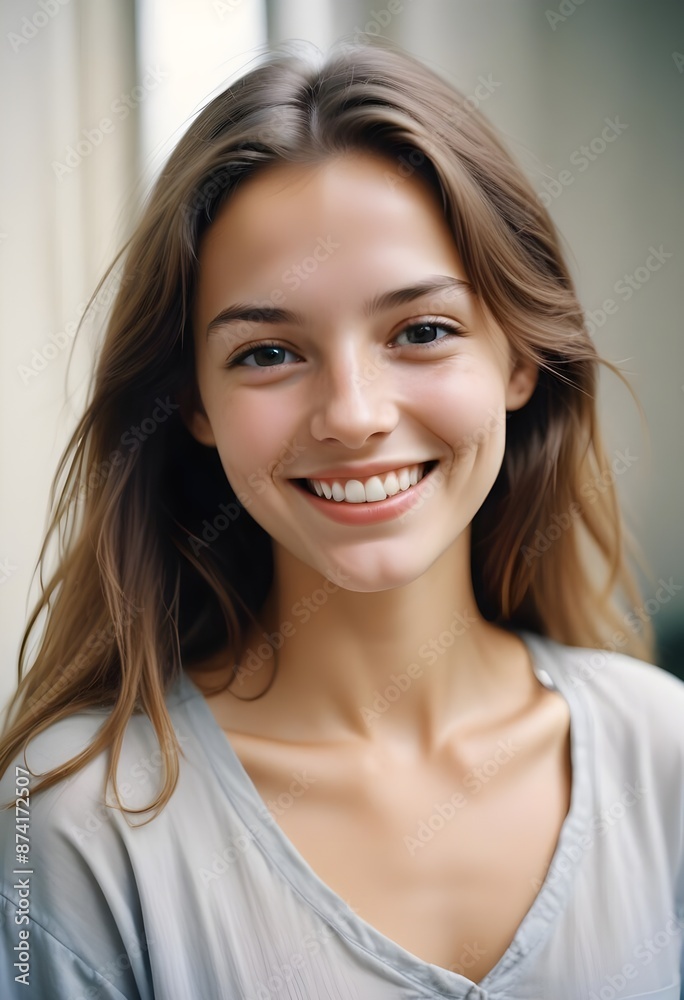 A young Caucasian woman smiling at the camera A young Caucasian woman smiling at the camera