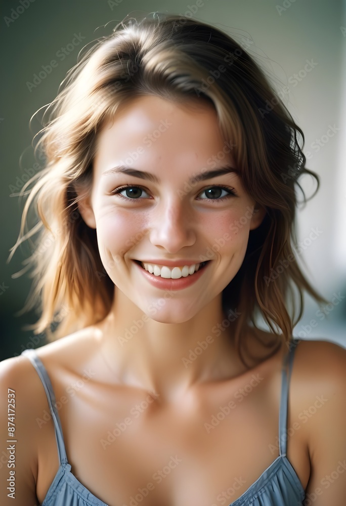A young Caucasian woman smiling at the camera A young Caucasian woman smiling at the camera