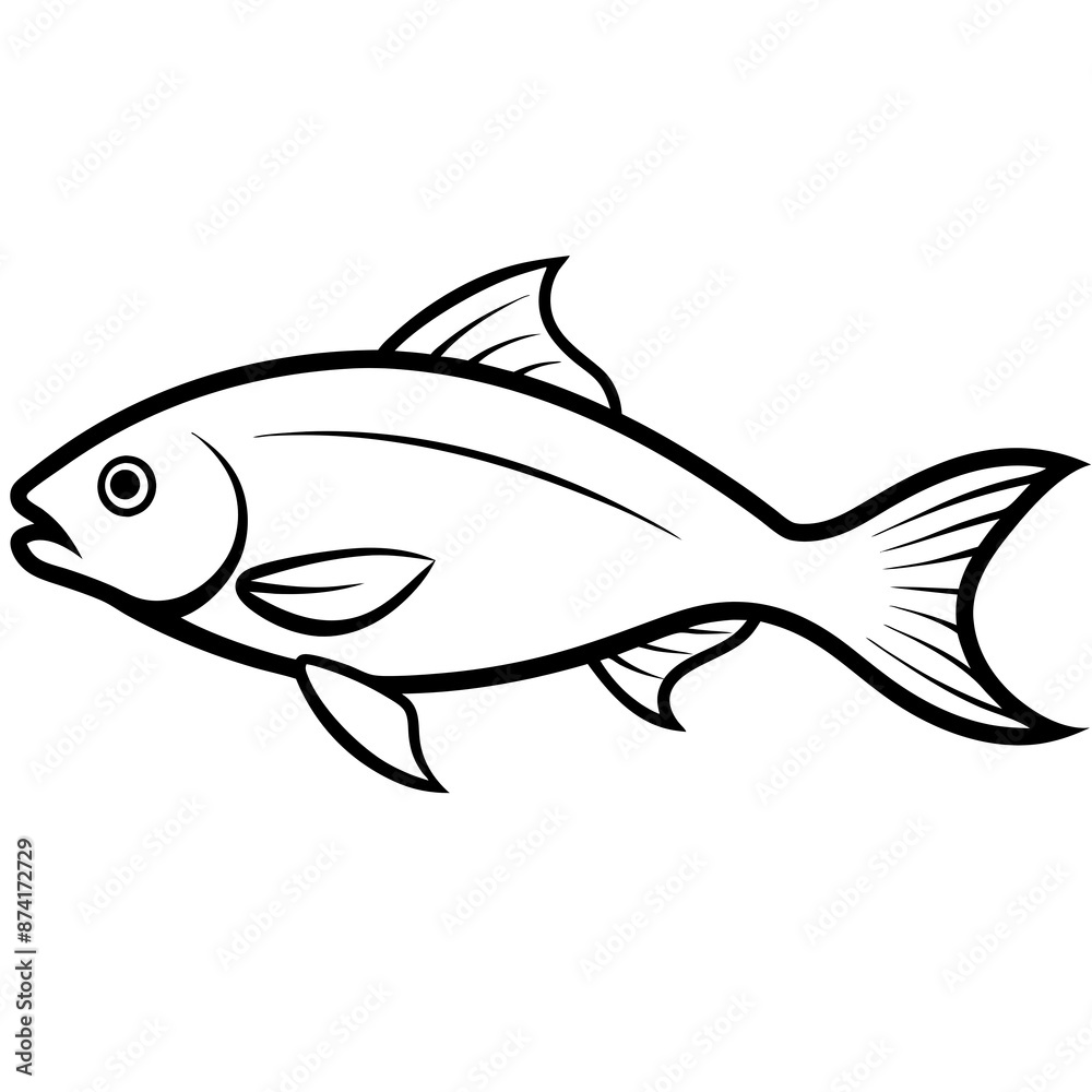 Line Art Illustration of a Fish Line Art Illustration of a Fish