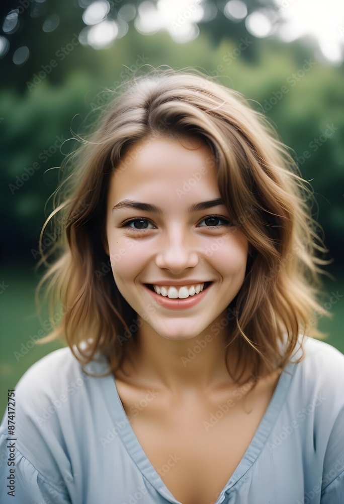 A young Caucasian woman smiling at the camera A young Caucasian woman smiling at the camera