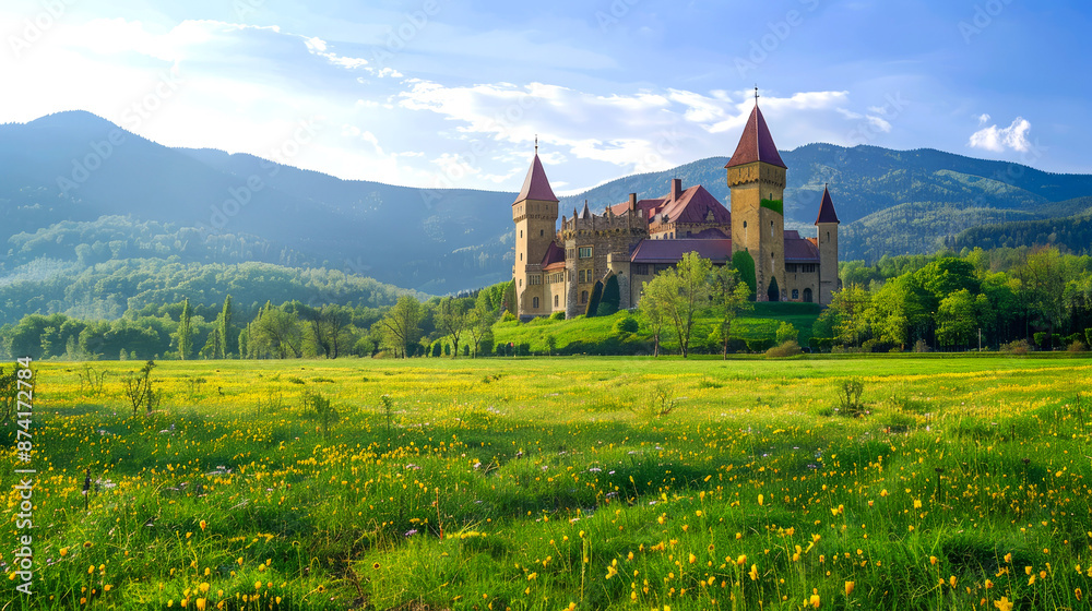 Fototapeta premium landscape of classic castle style Europa