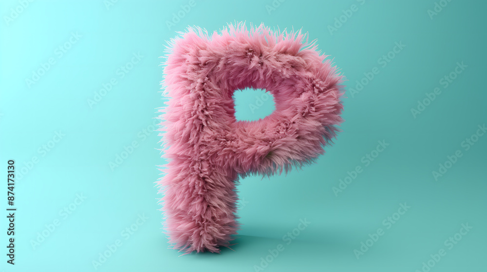 3D rendering of a colorful, furry lowercase letter 3D rendering of a colorful, furry lowercase letter