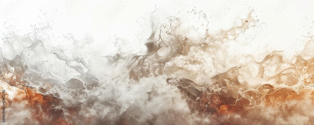 Naklejka premium Abstract white and brown watercolor background.