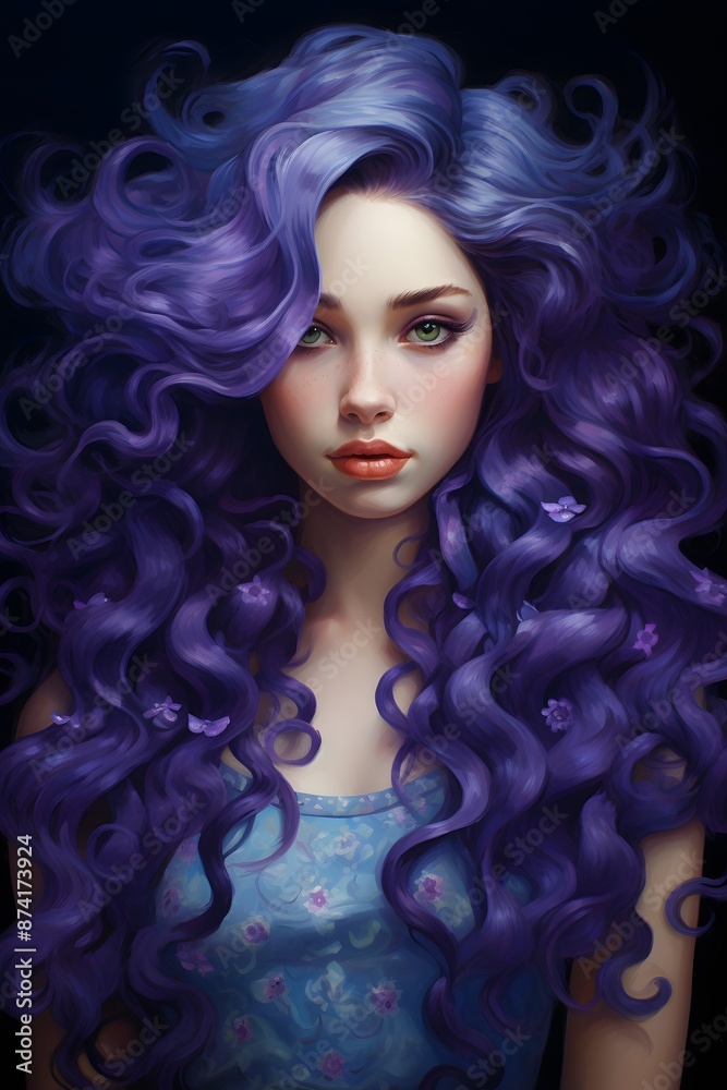 The girl with the colored purple hair The girl with the colored purple hair