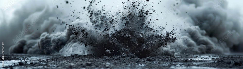 Dramatic explosion with smoke and debris. Dramatic explosion with smoke and debris.